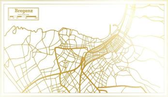 bregenz Oostenrijk stad kaart in retro stijl in gouden kleur. schets kaart. vector