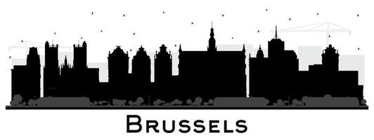 Brussel belgie stad horizon silhouet met zwart gebouwen geïsoleerd Aan wit. vector