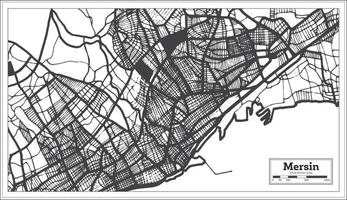 mersin kalkoen stad kaart in zwart en wit kleur in retro stijl. schets kaart. vector