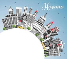 Havana Cuba stad horizon met kleur gebouwen, blauw lucht en kopiëren ruimte. vector