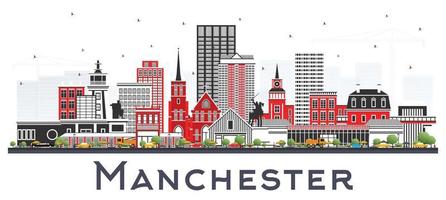 Manchester nieuw hampshire stad horizon met grijs gebouwen geïsoleerd Aan wit. vector