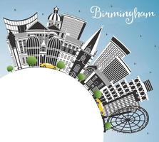 Birmingham uk stad horizon met kleur gebouwen, blauw lucht en kopiëren ruimte. vector