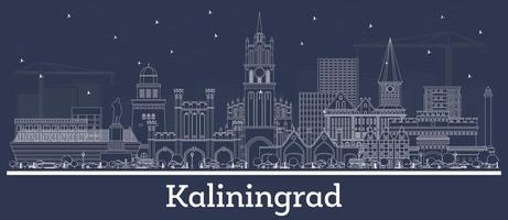 schets Kaliningrad Rusland stad horizon met wit gebouwen. vector