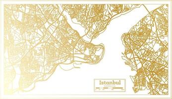 Istanbul kalkoen stad kaart in retro stijl in gouden kleur. schets kaart. vector