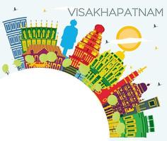 visakhapatnam Indië stad horizon met kleur gebouwen, blauw lucht en kopiëren ruimte. vector