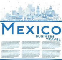 schets Mexico stad horizon met blauw gebouwen en kopiëren ruimte. vector