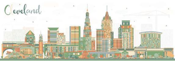 Cleveland Ohio stad horizon met kleur gebouwen. vector
