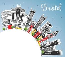 Bristol uk stad horizon met kleur gebouwen, blauw lucht en kopiëren ruimte. vector