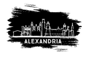 Alexandrië Egypte stad horizon silhouet. hand- getrokken schetsen. vector