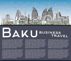 Baku Azerbeidzjan stad horizon met kleur gebouwen, blauw lucht en kopiëren ruimte. vector