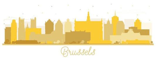 Brussel belgie stad horizon silhouet met gouden gebouwen geïsoleerd Aan wit. vector