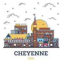 schets cheyenne Wyoming Verenigde Staten van Amerika stad horizon met kleur gebouwen geïsoleerd Aan wit. vector