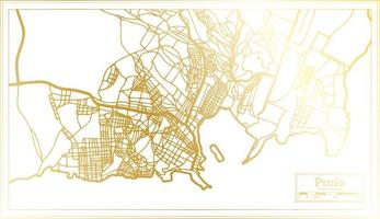 praia kaap verde stad kaart in retro stijl in gouden kleur. schets kaart. vector