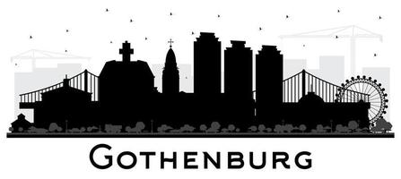 Göteborg Zweden stad horizon silhouet met zwart gebouwen geïsoleerd Aan wit. vector