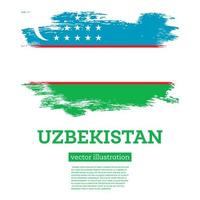 Oezbekistan vlag met borstel slagen. onafhankelijkheid dag. vector
