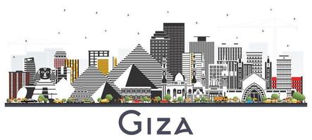 Gizeh Egypte stad horizon met grijs gebouwen geïsoleerd Aan wit. vector