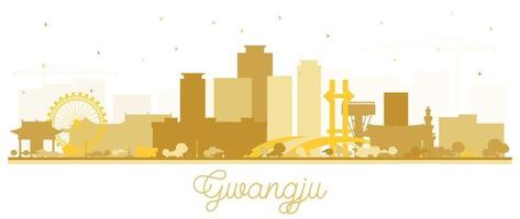 gwangju zuiden Korea stad horizon silhouet met gouden gebouwen geïsoleerd Aan wit. vector