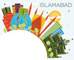 islamabad Pakistan stad horizon met kleur gebouwen, blauw lucht en kopiëren ruimte. vector