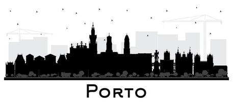 porto Portugal stad horizon silhouet met zwart gebouwen geïsoleerd Aan wit. vector