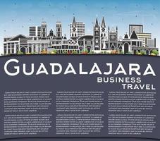 guadalajara Mexico stad horizon met kleur gebouwen, blauw lucht en kopiëren ruimte. vector