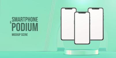 smartphones mockup en podium tafereel vector