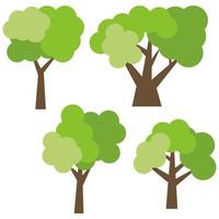 reeks van vier verschillend tekenfilm groen bomen geïsoleerd Aan wit achtergrond. vector illustratie