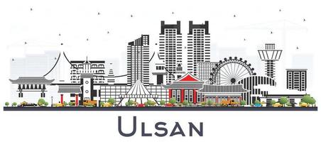 ulsan zuiden Korea stad horizon met kleur gebouwen geïsoleerd Aan wit. vector