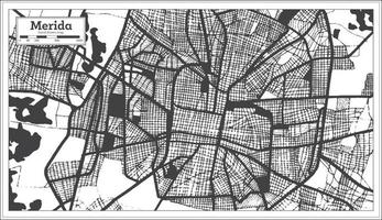 merida Mexico stad kaart in zwart en wit kleur in retro stijl. schets kaart. vector