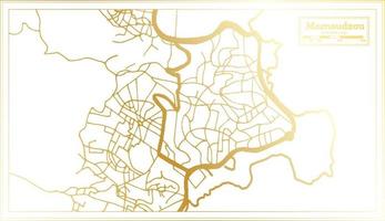 mamoudzou mayo stad kaart in retro stijl in gouden kleur. schets kaart. vector
