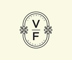 vf initialen brief bruiloft monogram logos sjabloon, hand- getrokken modern minimalistisch en bloemen Sjablonen voor uitnodiging kaarten, opslaan de datum, elegant identiteit. vector