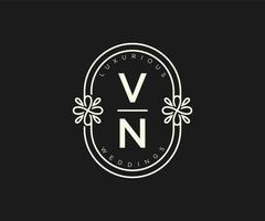 vn initialen brief bruiloft monogram logos sjabloon, hand- getrokken modern minimalistisch en bloemen Sjablonen voor uitnodiging kaarten, opslaan de datum, elegant identiteit. vector