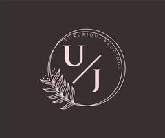 uj initialen brief bruiloft monogram logos sjabloon, hand- getrokken modern minimalistisch en bloemen Sjablonen voor uitnodiging kaarten, opslaan de datum, elegant identiteit. vector