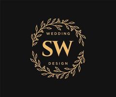 sw initialen brief bruiloft monogram logos verzameling, hand- getrokken modern minimalistisch en bloemen Sjablonen voor uitnodiging kaarten, opslaan de datum, elegant identiteit voor restaurant, boetiek, cafe in vector