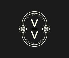 vv initialen brief bruiloft monogram logos sjabloon, hand- getrokken modern minimalistisch en bloemen Sjablonen voor uitnodiging kaarten, opslaan de datum, elegant identiteit. vector