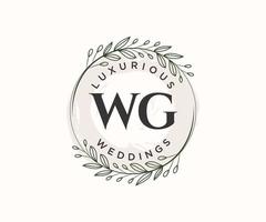 wg initialen brief bruiloft monogram logos sjabloon, hand- getrokken modern minimalistisch en bloemen Sjablonen voor uitnodiging kaarten, opslaan de datum, elegant identiteit. vector