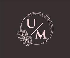 um initialen brief bruiloft monogram logos sjabloon, hand- getrokken modern minimalistisch en bloemen Sjablonen voor uitnodiging kaarten, opslaan de datum, elegant identiteit. vector