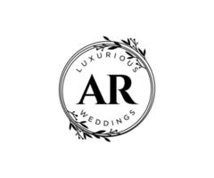 ar initialen brief bruiloft monogram logos sjabloon, hand- getrokken modern minimalistisch en bloemen Sjablonen voor uitnodiging kaarten, opslaan de datum, elegant identiteit. vector