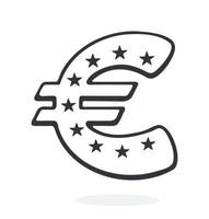 tekening van euro teken met sterren vector