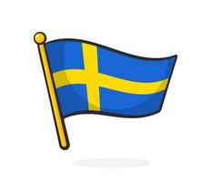 tekenfilm illustratie van vlag van Zweden Aan vlaggestok vector