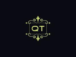 modern qt logo icoon, mooi qt luxe brief logo vector