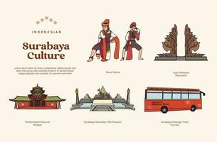 geïsoleerd Indonesisch Surabaya cultuur en cultuur illustratie vector