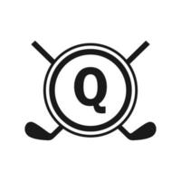 hockey logo Aan brief q vector sjabloon. Amerikaans ijs hockey toernooi sport team logo