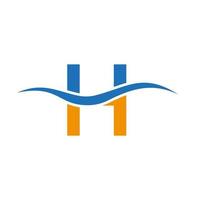 brief h logo teken ontwerp water Golf concept vector