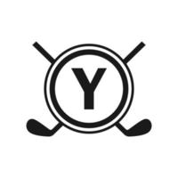 hockey logo Aan brief y vector sjabloon. Amerikaans ijs hockey toernooi sport team logo