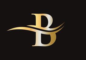 brief b logo teken ontwerp met water Golf concept vector