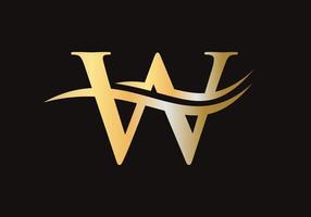 brief w logo teken ontwerp met water Golf concept vector