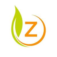 brief z eco logo concept met groen blad icoon vector