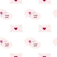 naadloos patroon van liefde berichten en enveloppen Aan een wit achtergrond. Valentijnsdag dag vector
