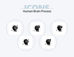 menselijk hersenen werkwijze glyph icoon pak 5 icoon ontwerp. verstand. hoofd. geneesmiddel. communicatie. menselijk vector