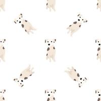 schattige honden jack russell terrier. fanatieke dieren. vector hand getekende naadloze patroon. perfect voor baby, kinderkleding, printontwerp, textiel. witte achtergrond.